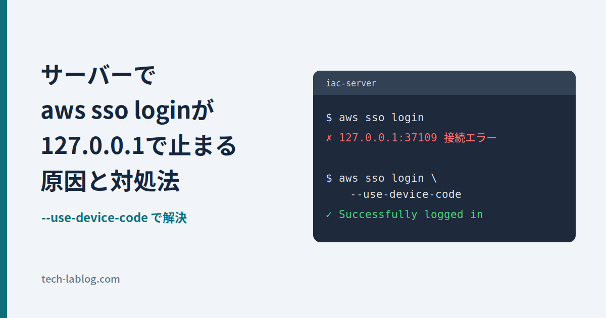 サーバーでaws sso loginが127.0.0.1で止まる原因と対処法