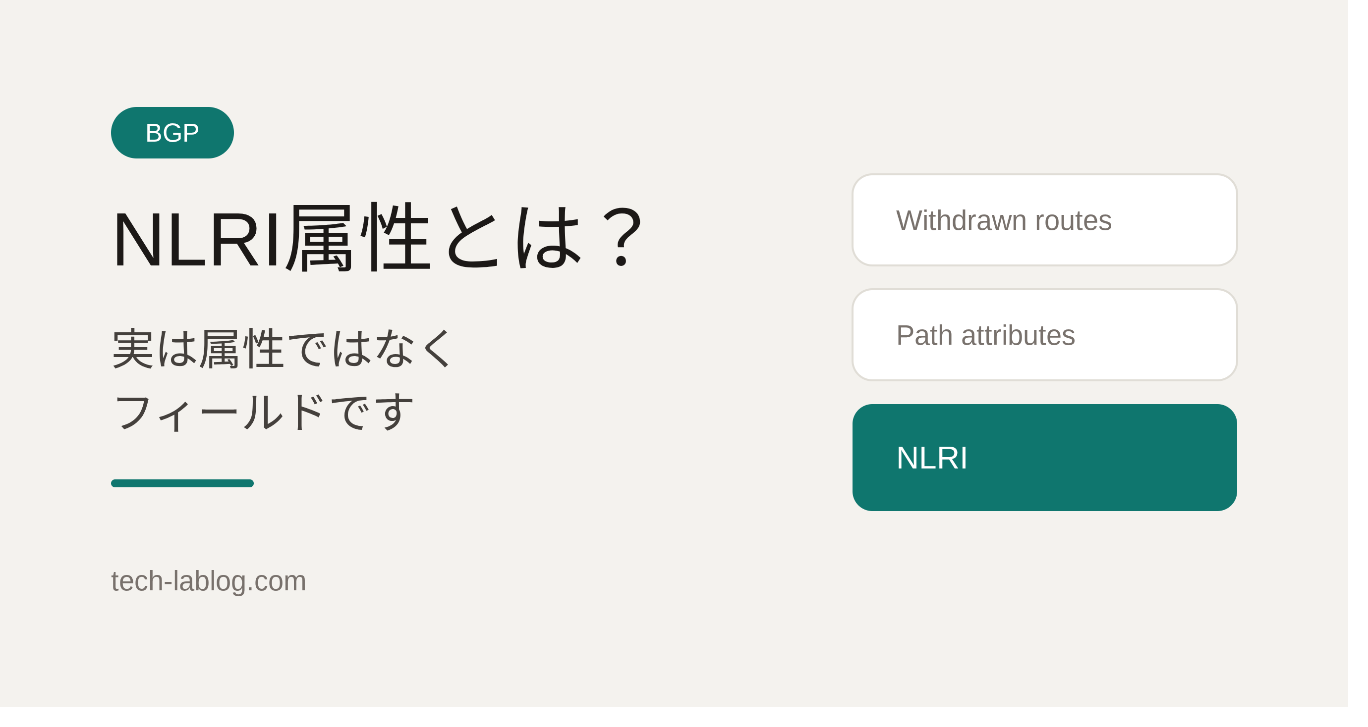 NLRI属性とは？実は属性ではなくフィールドです